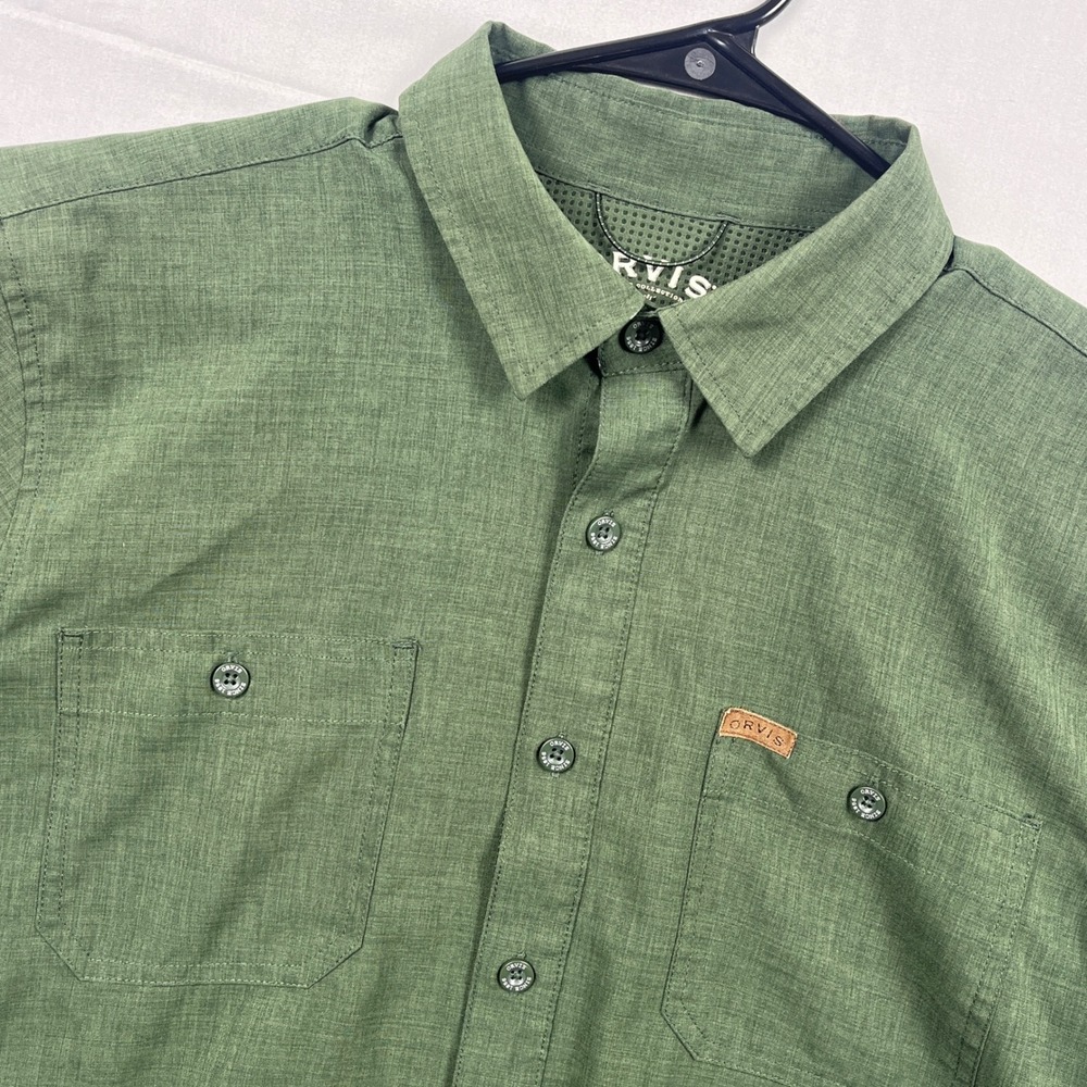 Orvis‎ Classic Collection Shirt Mens Medium Green Breathable Short Sleeve Button